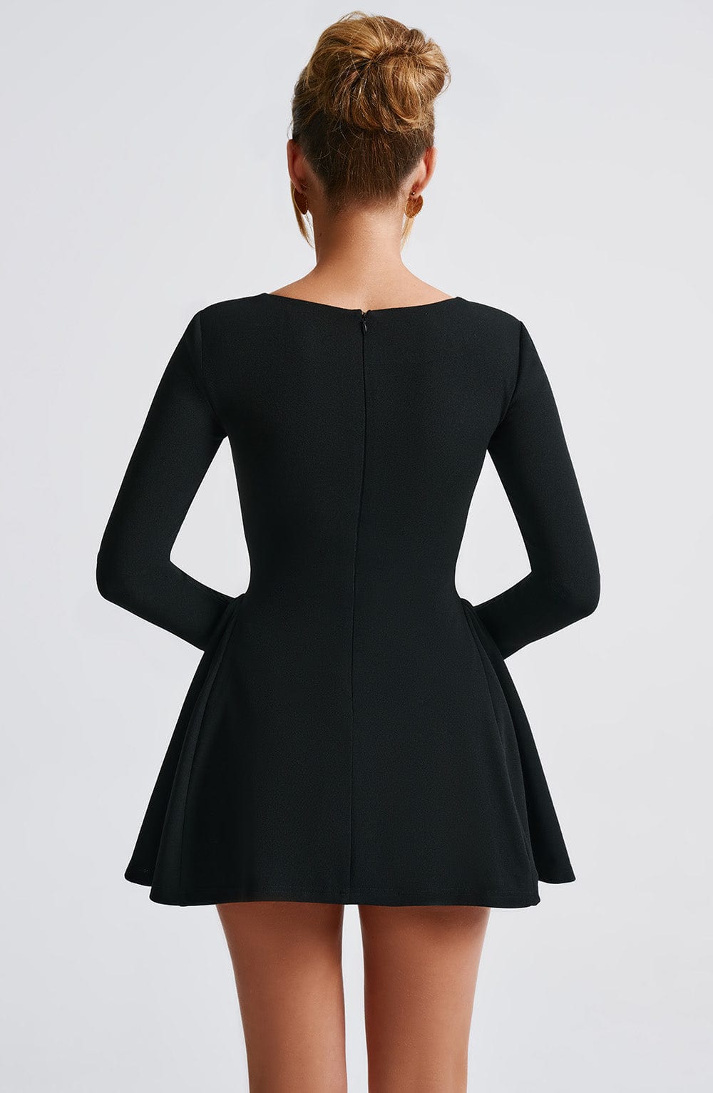 M.T Women's Dress Mini Milkmaid Flare Black Crepe Party