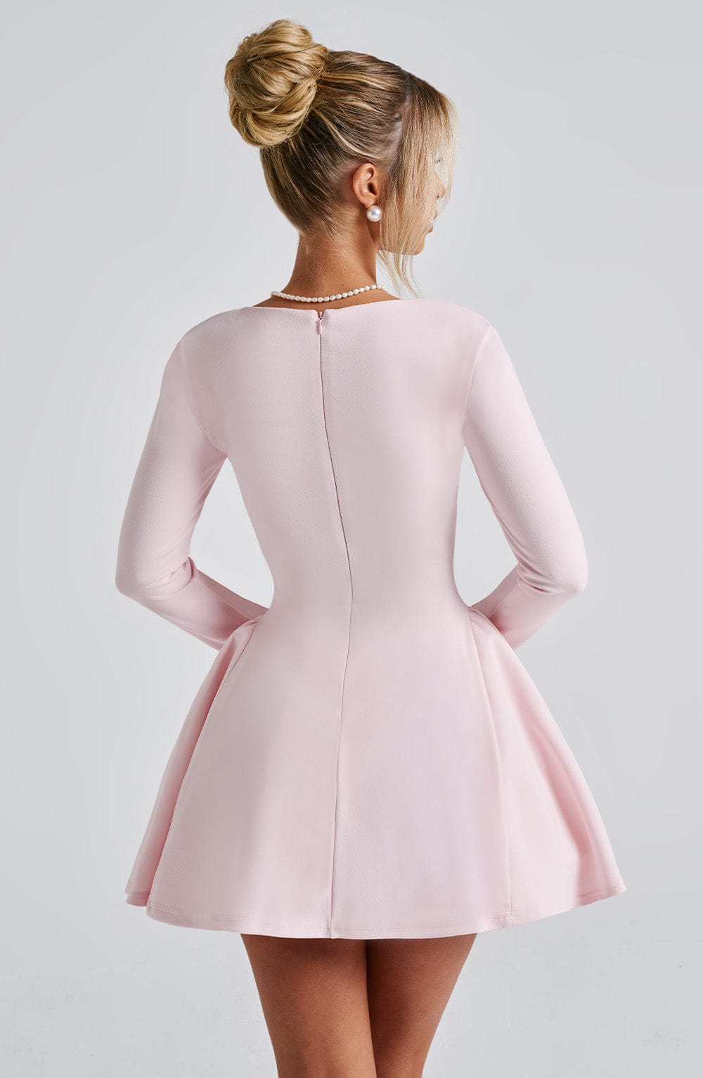 M.T Women's Dress Mini Long Sleeve Blush Crepe Party
