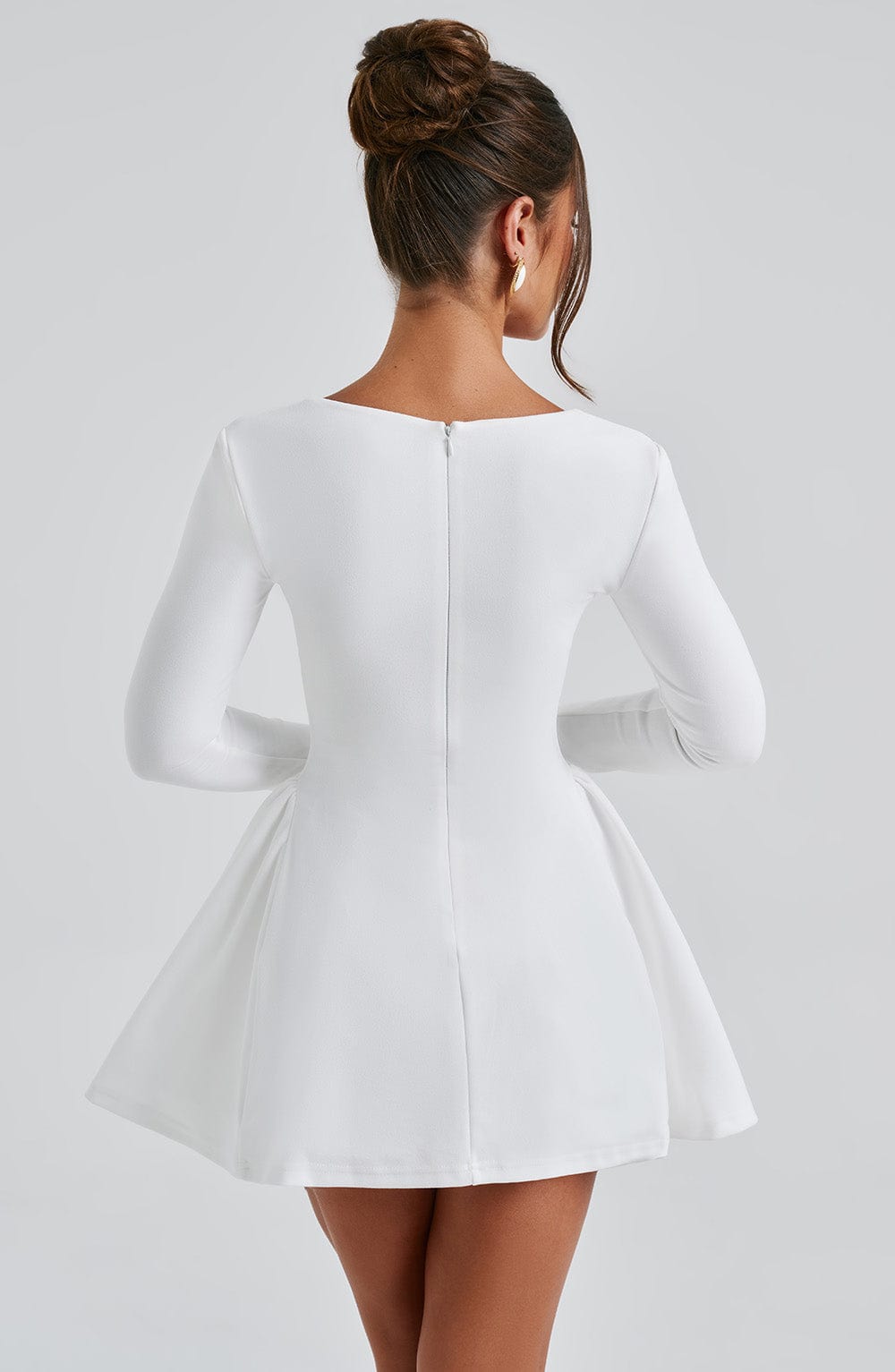 Women's Dress Megan Mini Long-Sleeve Ivory Crepe Party