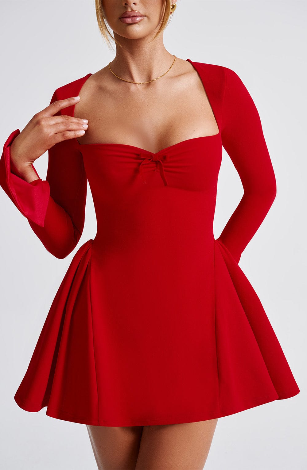 Women's Dress Megan Mini Flare Red Crepe Party