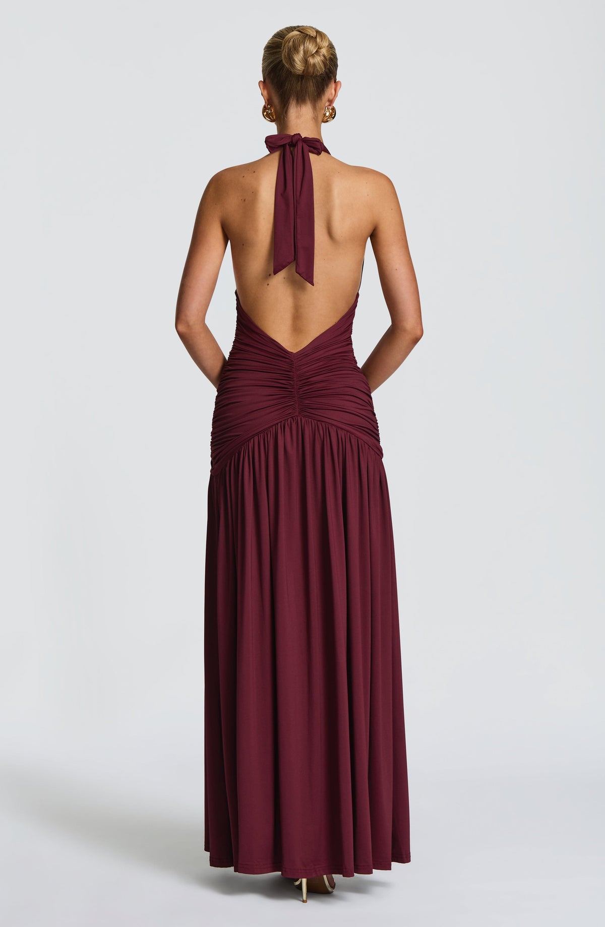DIA Women's Dress Melania Maxi Cherry Lacquer Ruched Evening Party