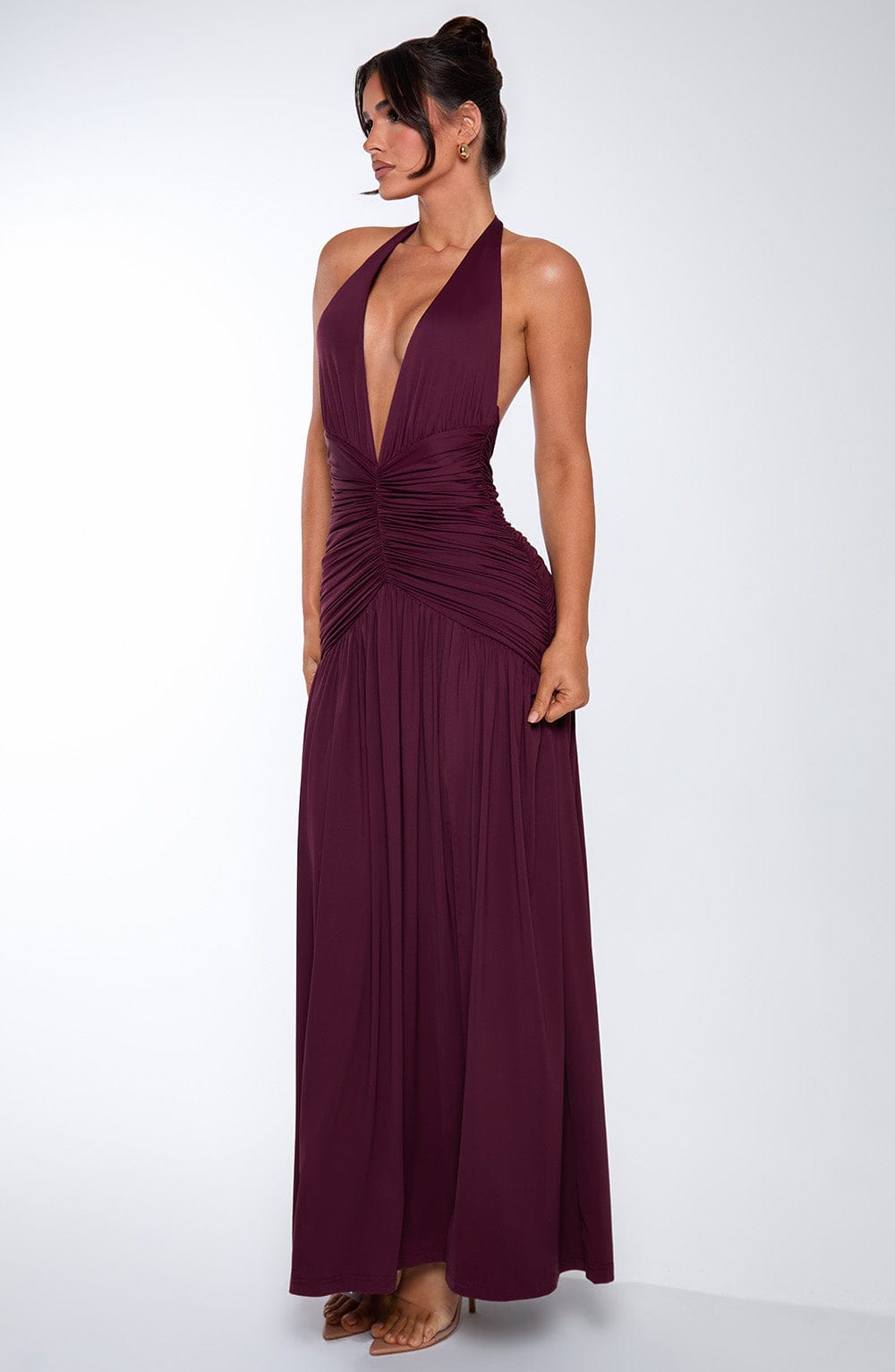DIA Women's Dress Melania Maxi Cherry Lacquer Ruched Evening Party