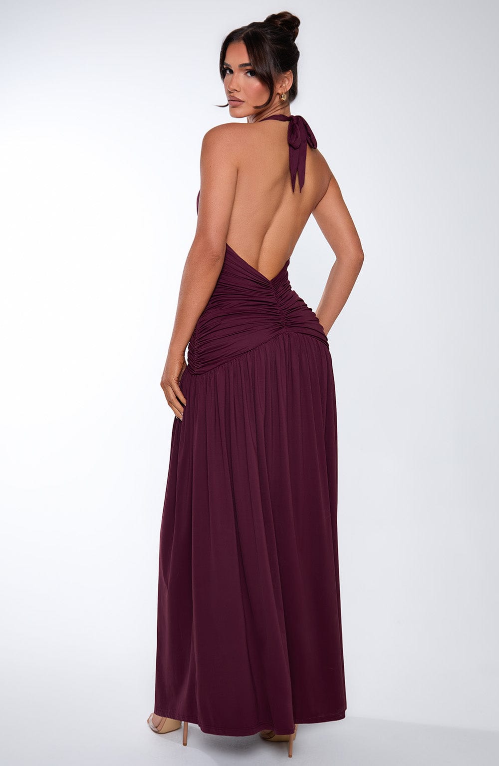 DIA Women's Dress Melania Maxi Cherry Lacquer Ruched Evening Party