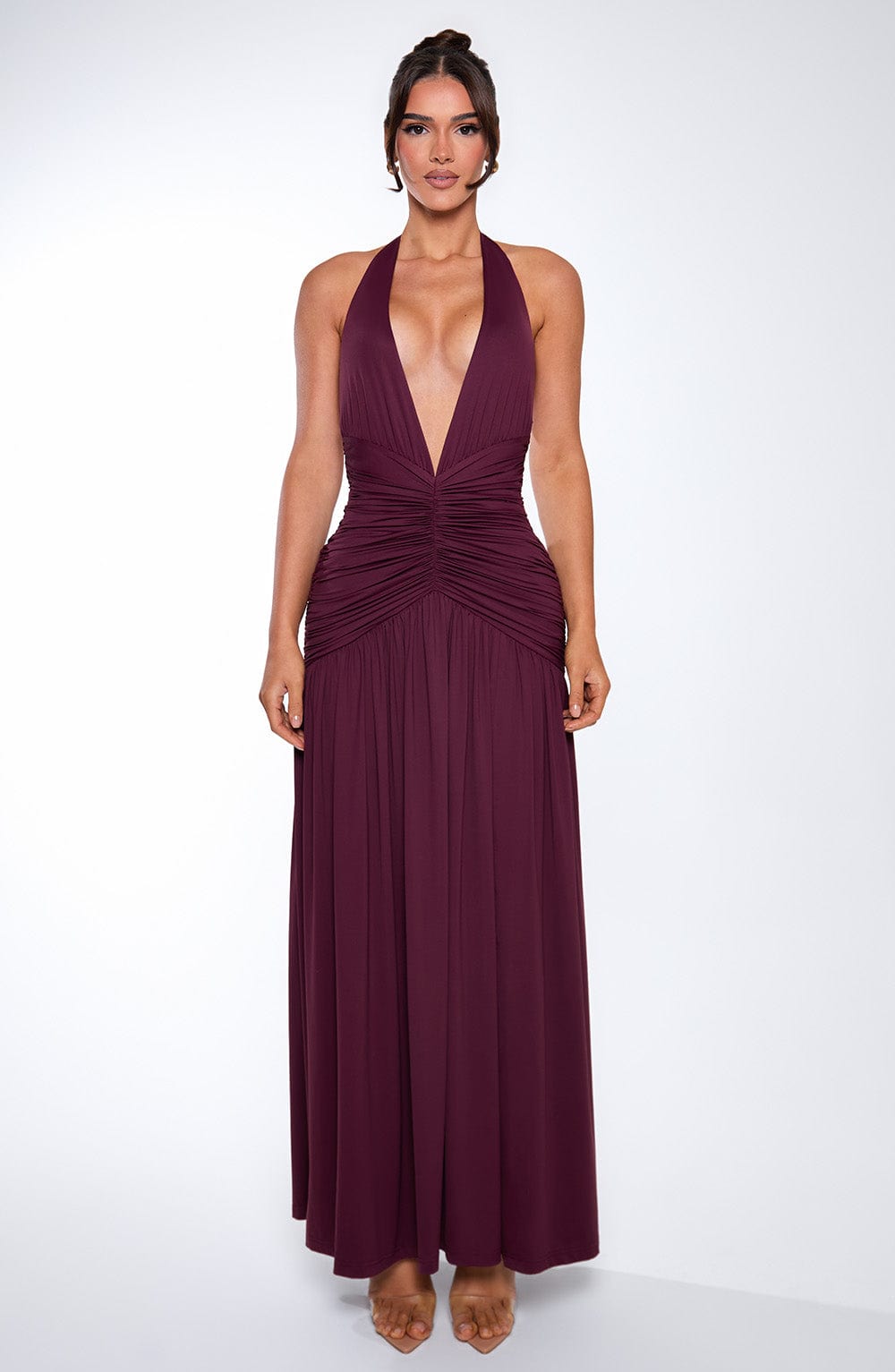 DIA Women's Dress Melania Maxi Cherry Lacquer Ruched Evening Party