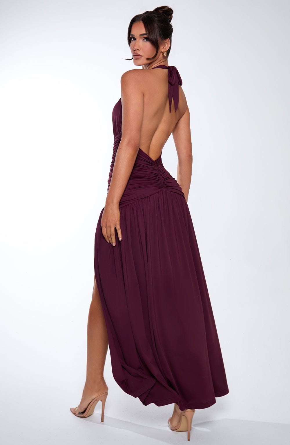DIA Women's Dress Melania Maxi Cherry Lacquer Ruched Evening Party
