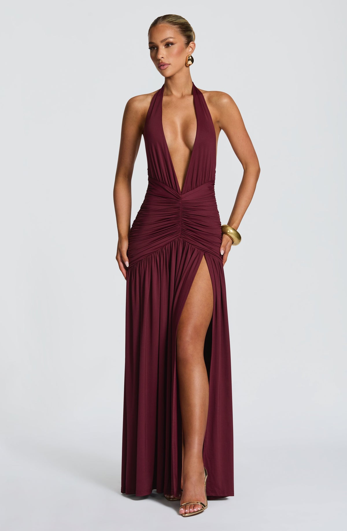 DIA Women's Dress Melania Maxi Cherry Lacquer Ruched Evening Party