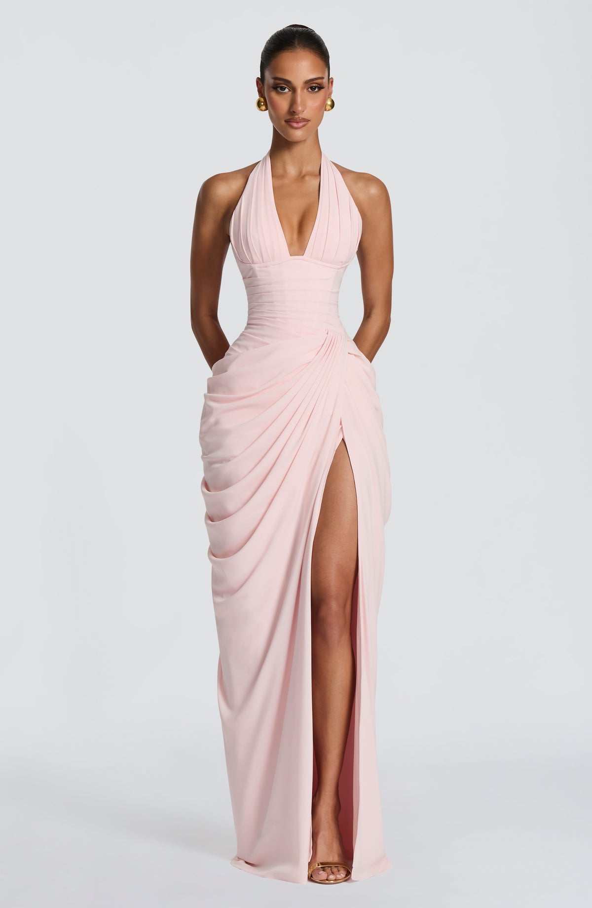 T.X Women's Dress Minette Maxi Corset Blush Chiffon Formal