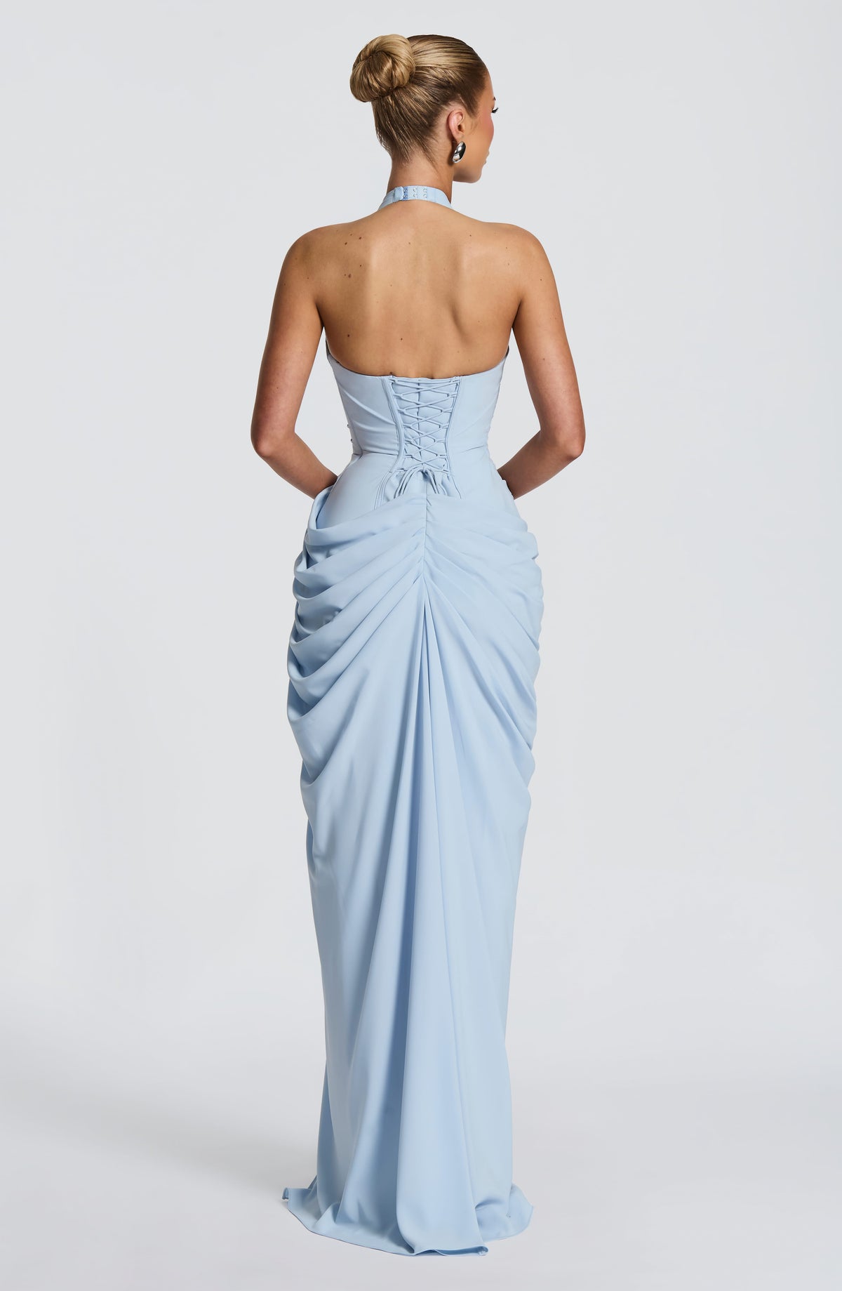 T.X Women's Dress Minette Maxi Glacier Blue Chiffon Corset Evening