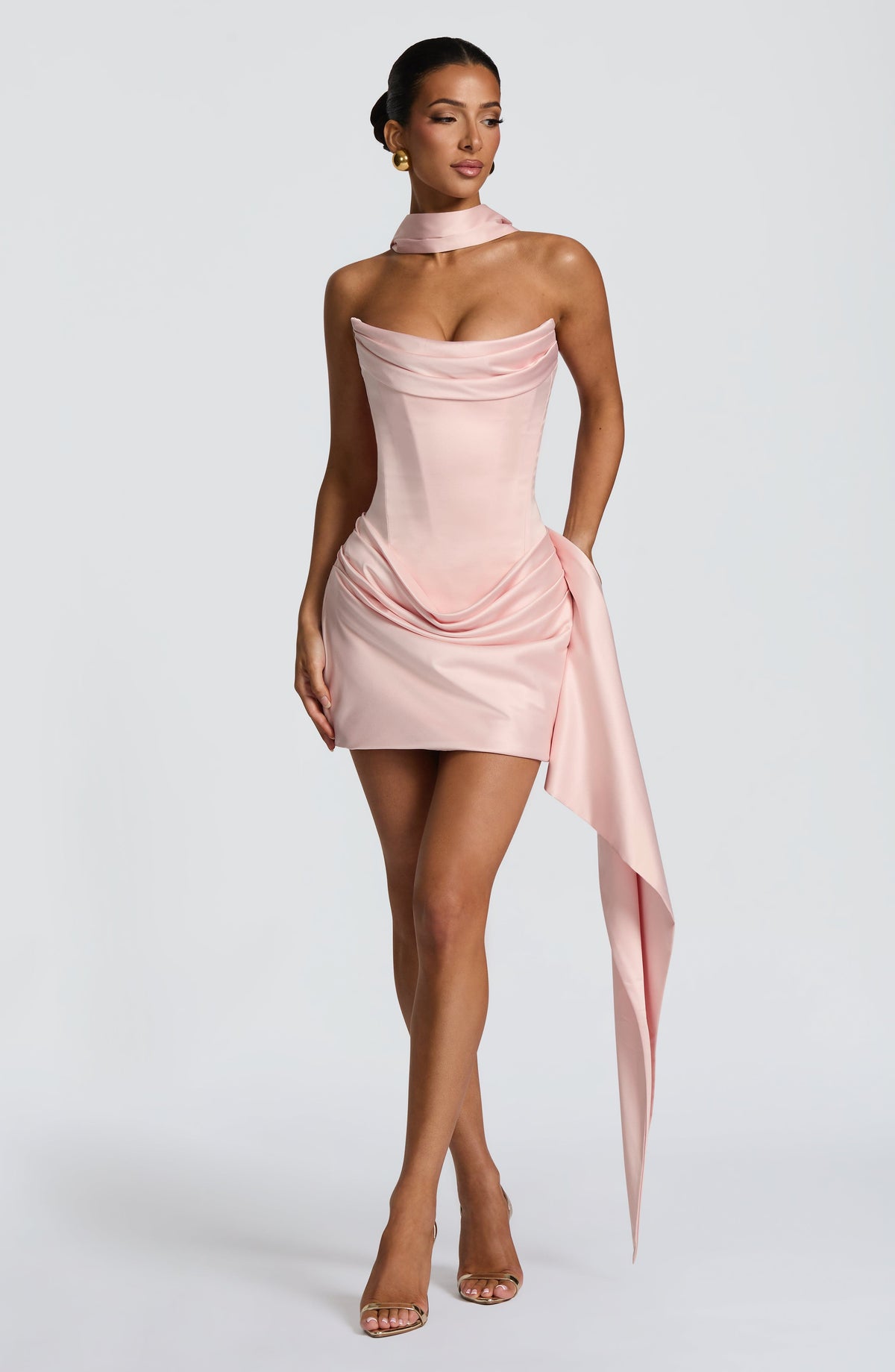 M.T Women's Dress Mona Mini Blush Satin Strapless Party