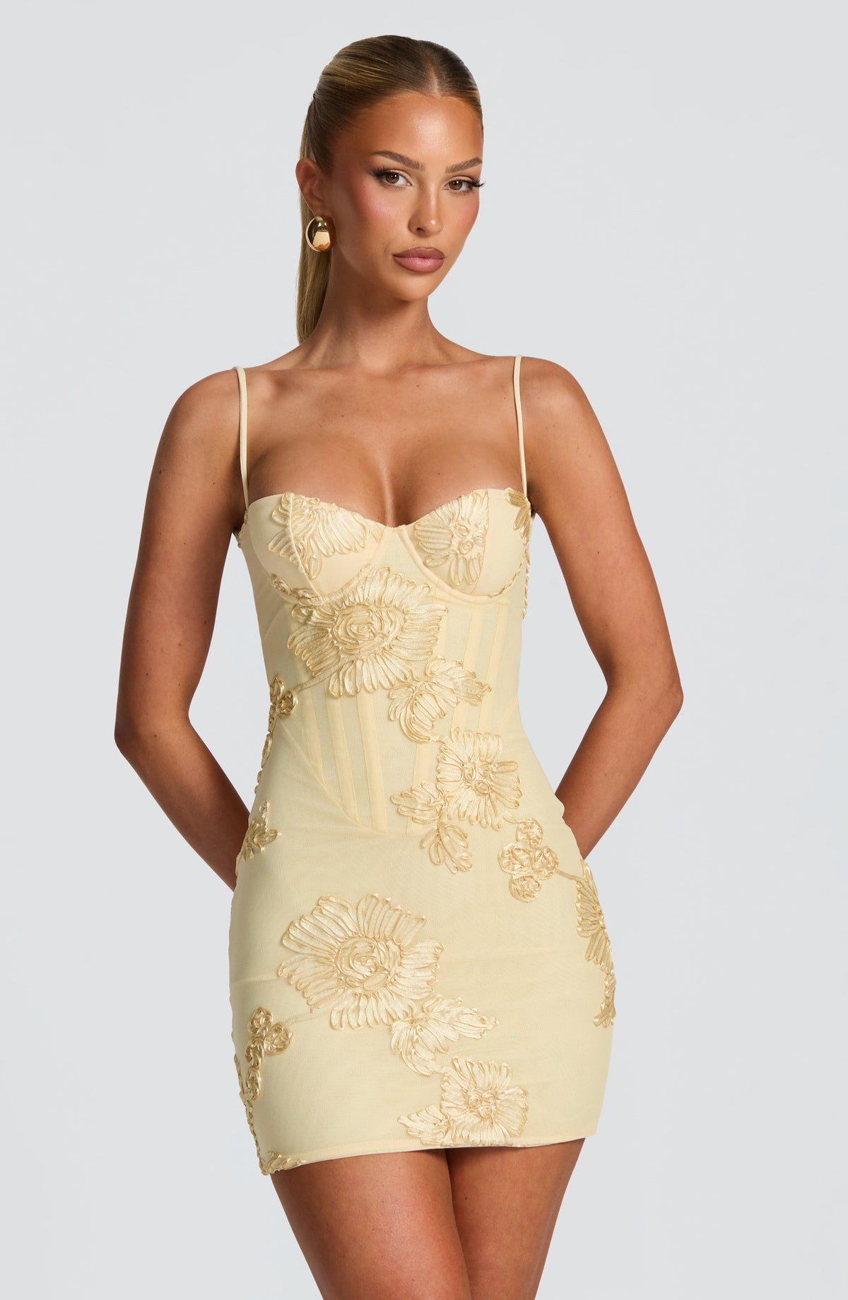 L.F Women's Dress Nefertiti Lemon Corset Ribbon Cocktail