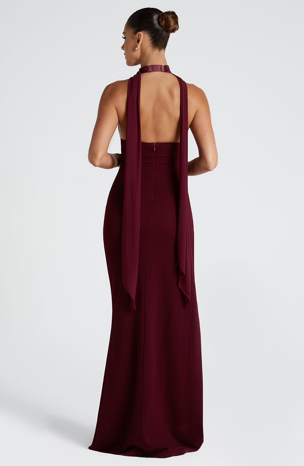 M.T Women's Dress Paulina Maxi Cherry Lacquer Crepe Evening