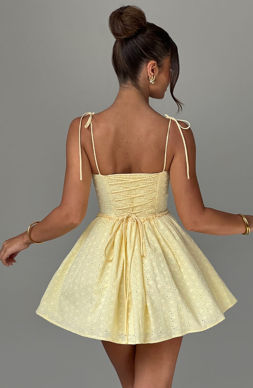 R.F Women's Dress Corset Mini Lemon Broderie Anglaise Party