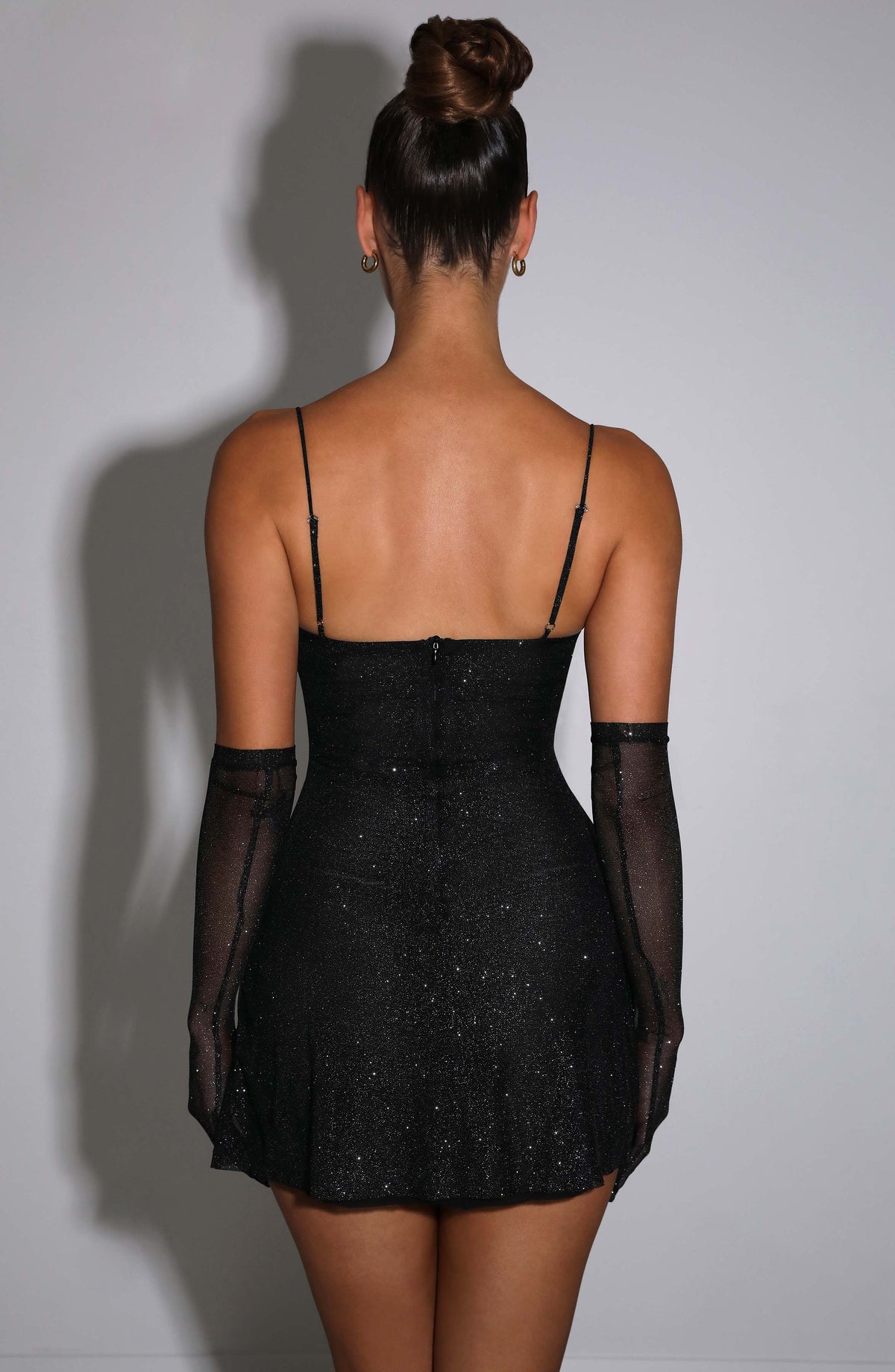 L.F Women's Dress Pixie Mini Black Sparkle Mesh Party