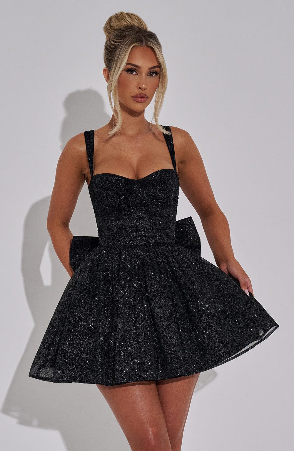 L.F Women's Dress Polly Mini Black Sparkle Mesh Party
