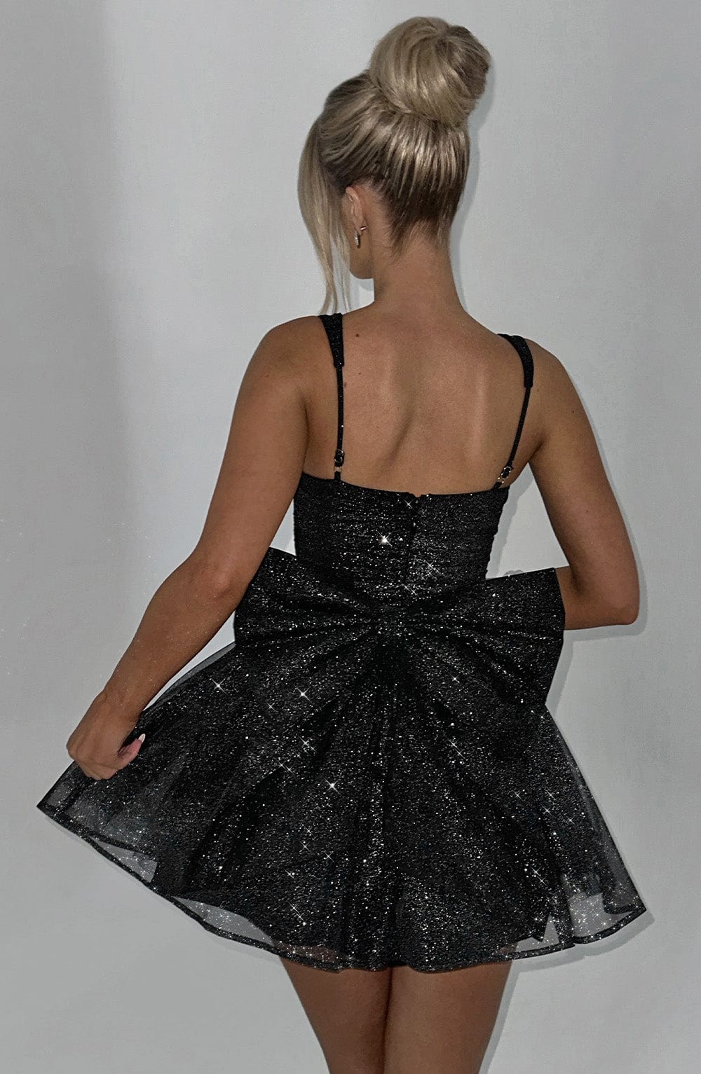 L.F Women's Dress Polly Mini Black Sparkle Mesh Party