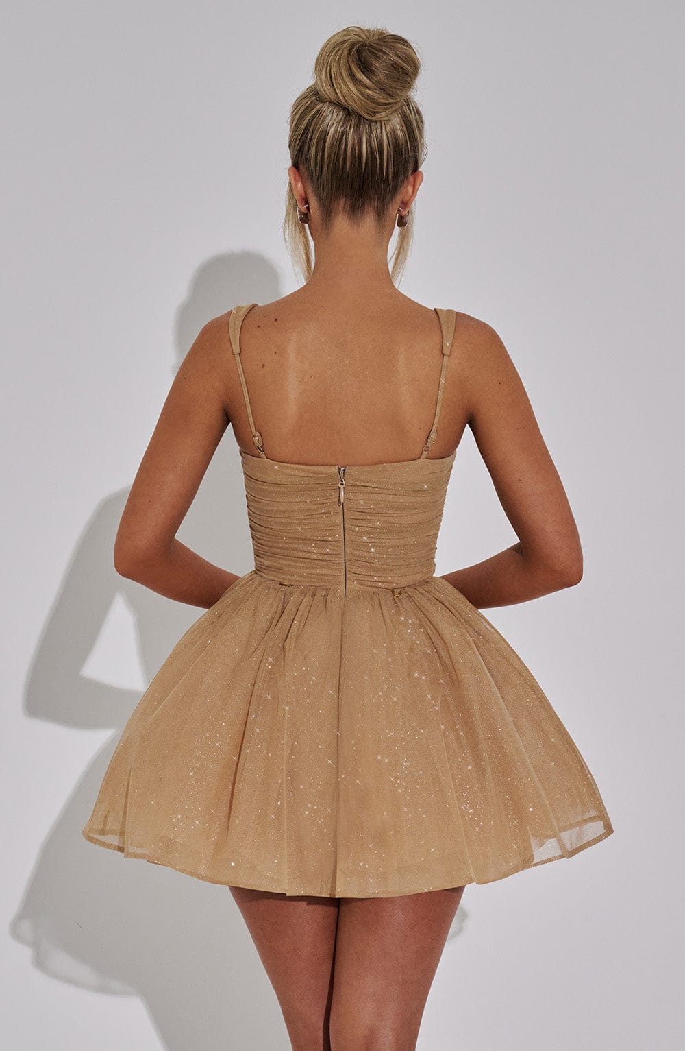 L.F Women's Dress Polly Mini Gold Sparkle Mesh Party