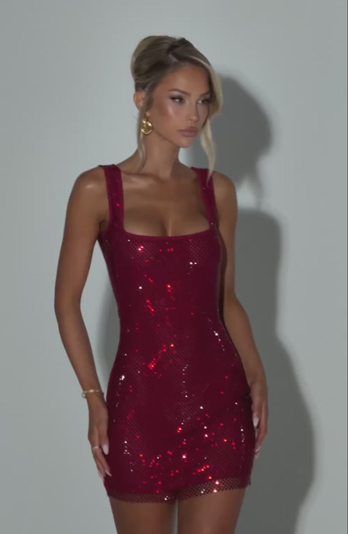 T.X Women's Dress Mini Bodycon Wine Rhinestone Party
