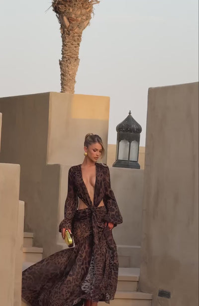 T.X Women's Dress Maxi Leopard Print Chiffon Evening BBF4124-D