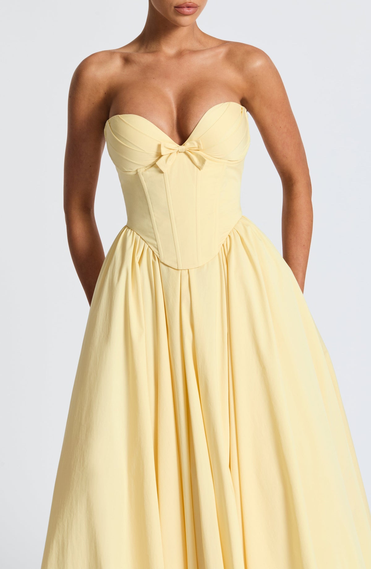 M.T Women's Dress Strapless Corset Lemon Cotton Cocktail