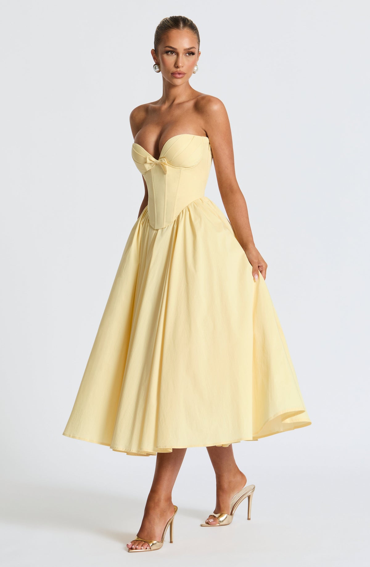 M.T Women's Dress Strapless Corset Lemon Cotton Cocktail