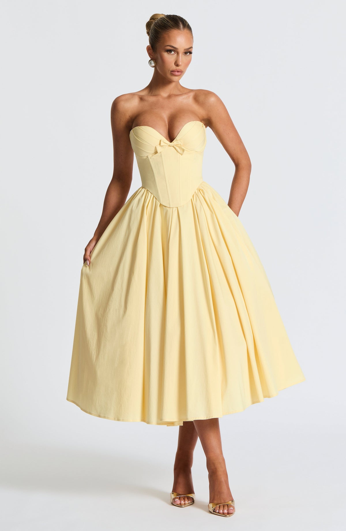 M.T Women's Dress Strapless Corset Lemon Cotton Cocktail