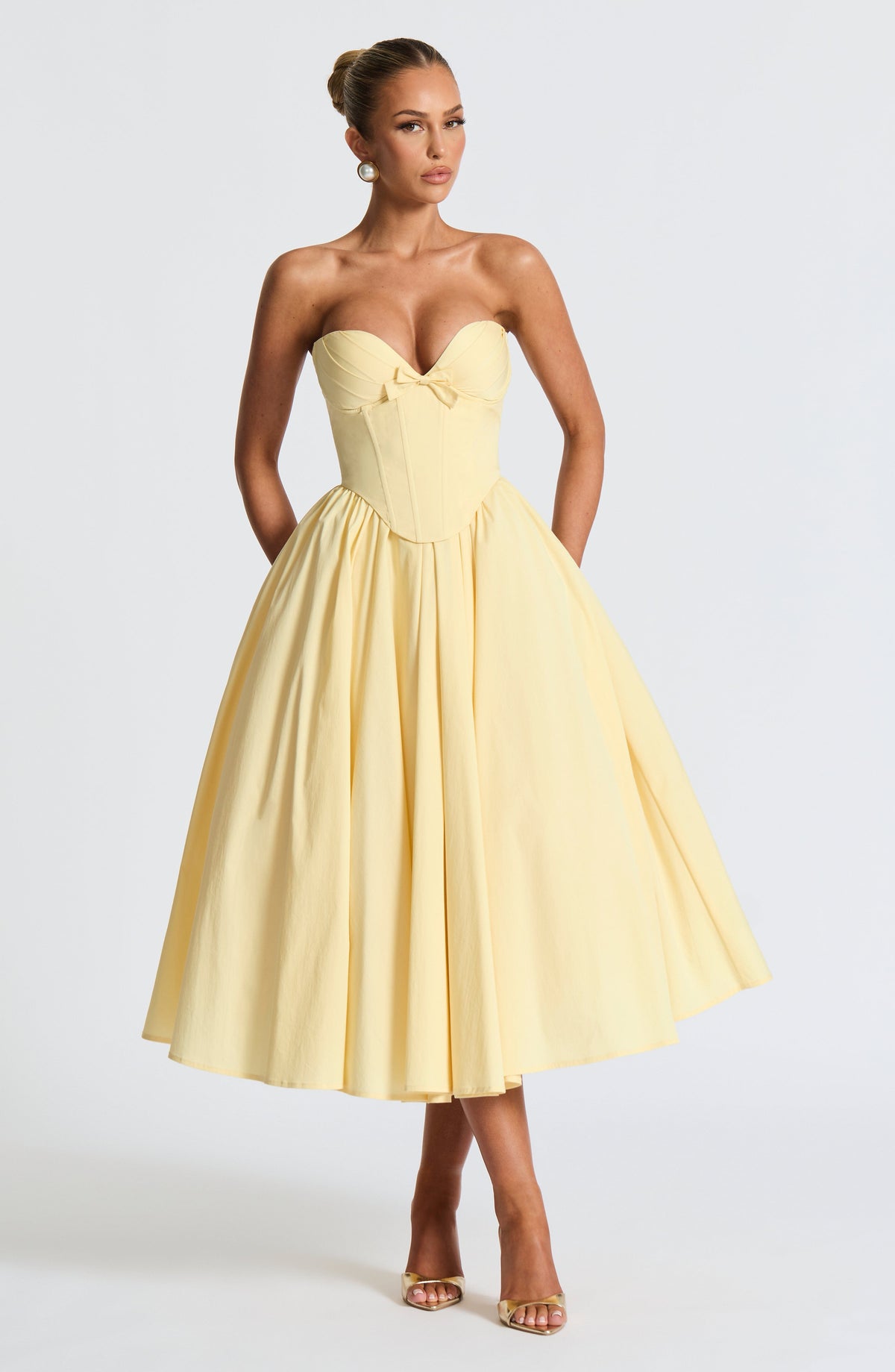 M.T Women's Dress Strapless Corset Lemon Cotton Cocktail