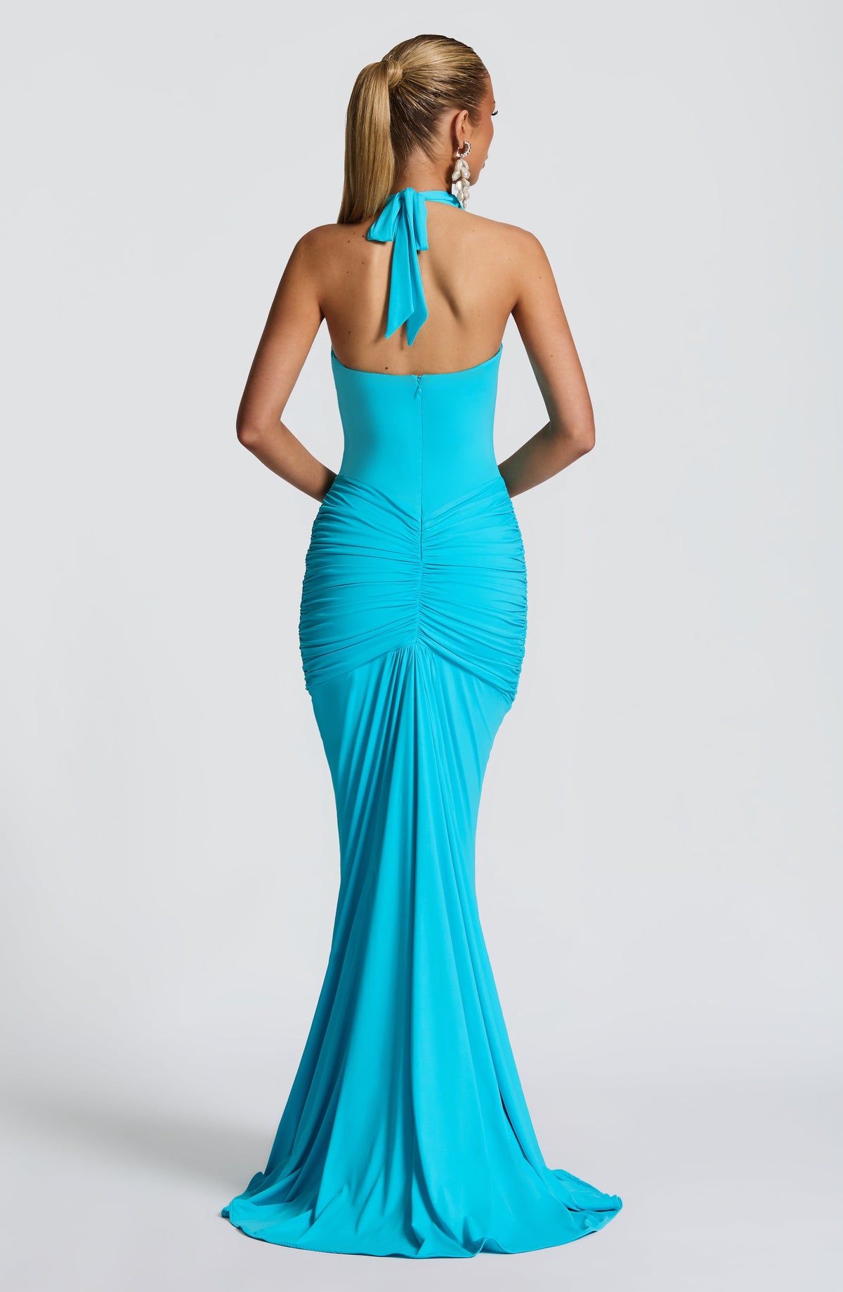DIA Women's Dress Rosetta Maxi Aqua Ruched Jersey Formal