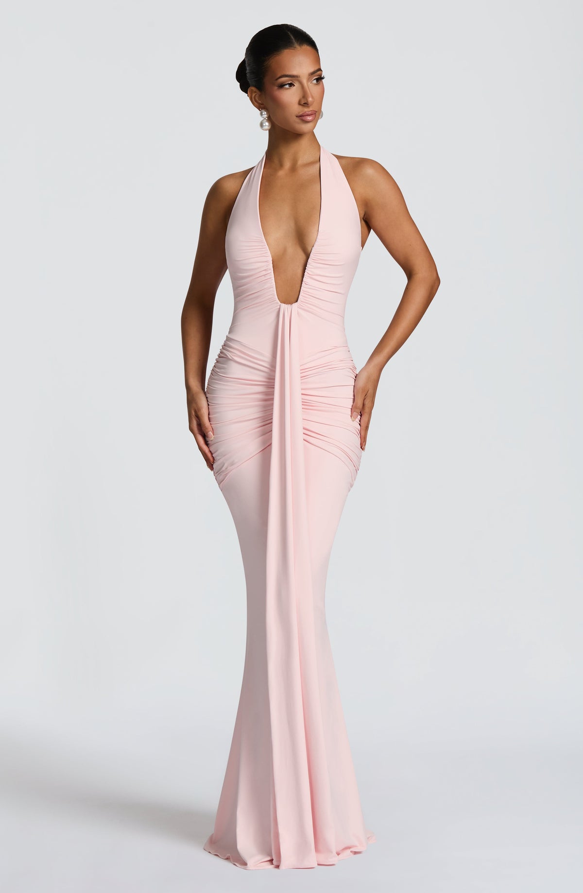 DIA Women's Dress Rosetta Maxi Blush Jersey Ruched Formal
