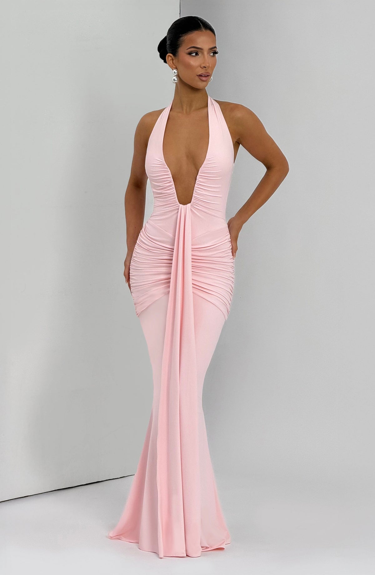 DIA Women's Dress Rosetta Maxi Blush Jersey Ruched Formal
