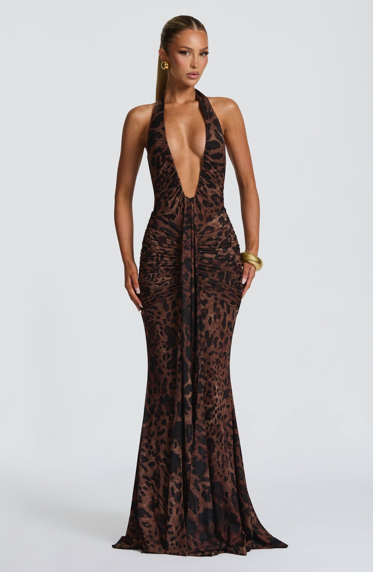 T.X Women's Dress Rosetta Maxi Leopard Print Mesh Evening