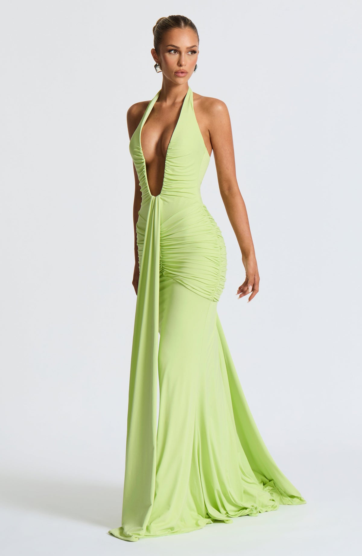 DIA Women's Dress Rosetta Maxi Lime Slinky Jersey Evening