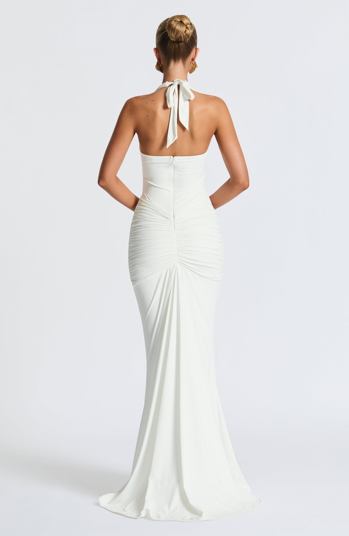 DIA Women's Dress Rosetta Maxi White Jersey Plunge Evening