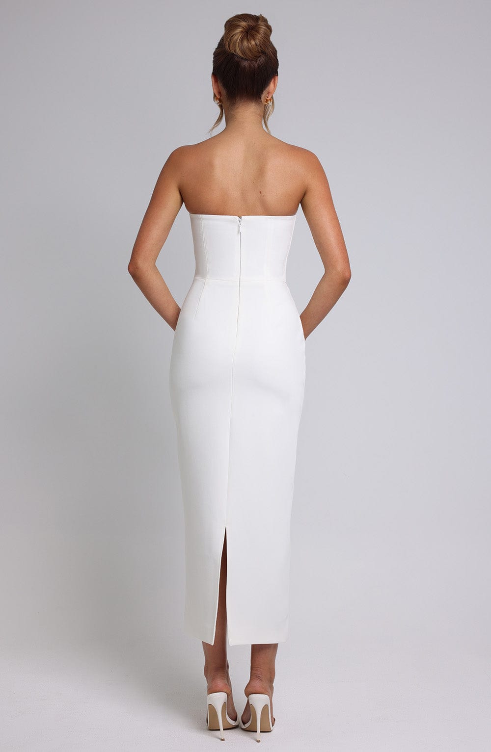 R.F Women's Dress Roxanne Midaxi Ivory Crepe Formal Evening