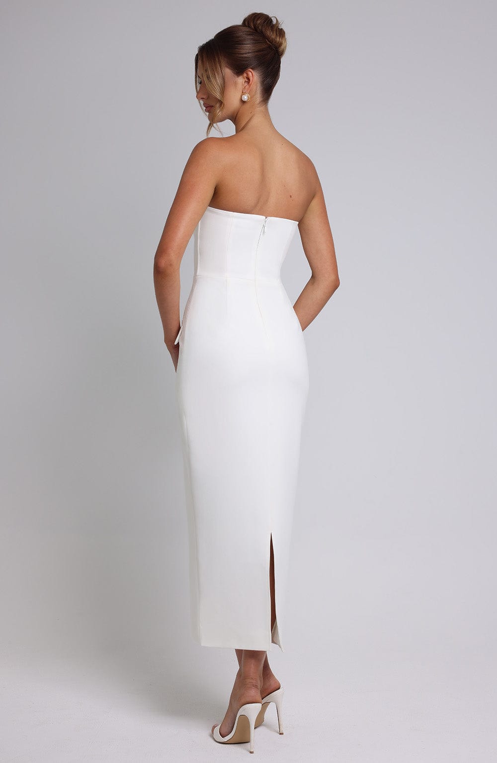R.F Women's Dress Roxanne Midaxi Ivory Crepe Formal Evening