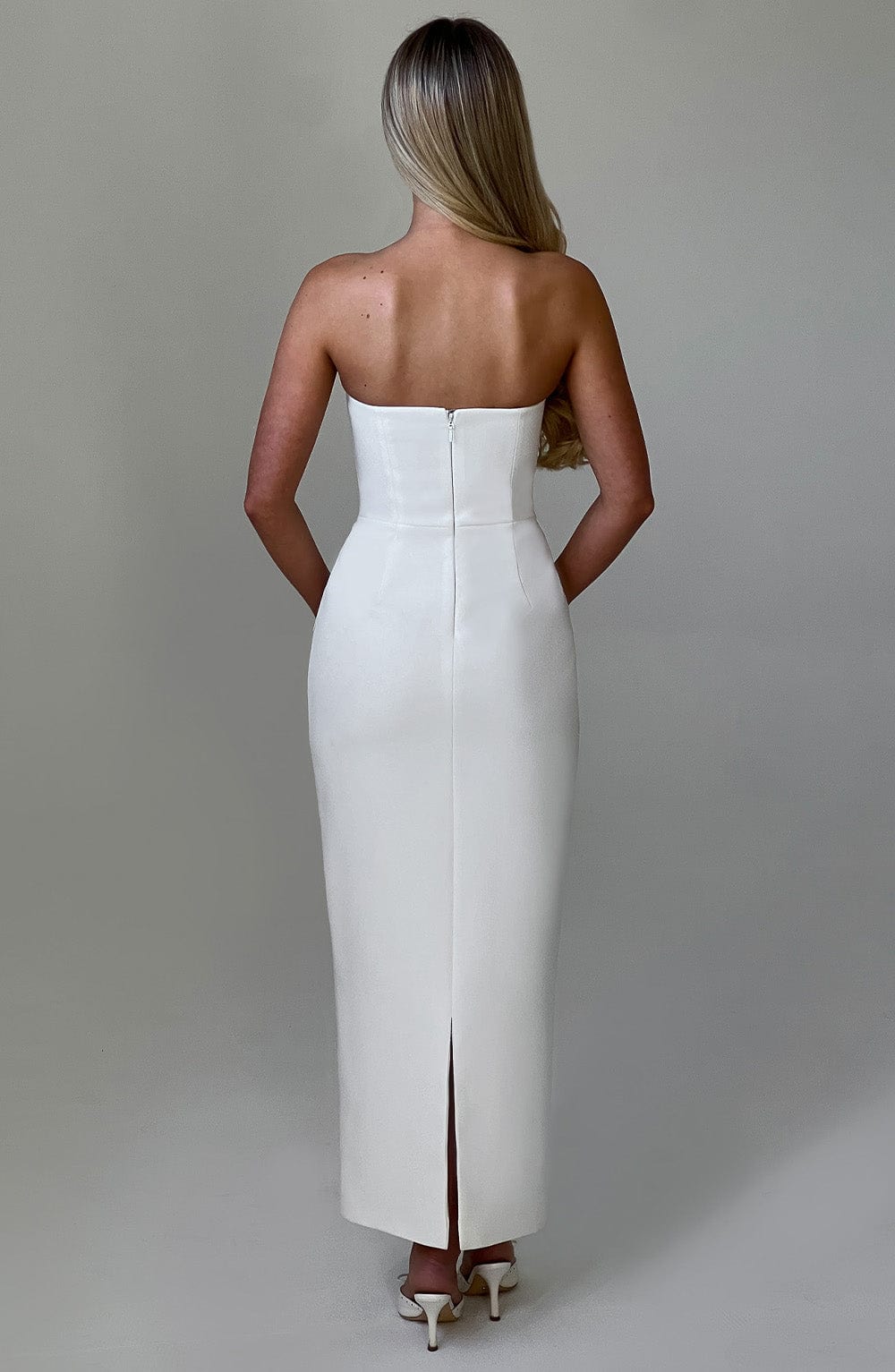 R.F Women's Dress Roxanne Midaxi Ivory Crepe Formal Evening