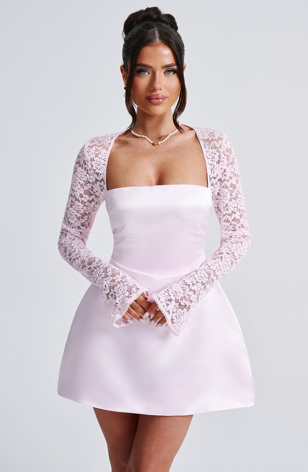 M.T Women's Dress Sadie Bubblehem Blush Satin Party