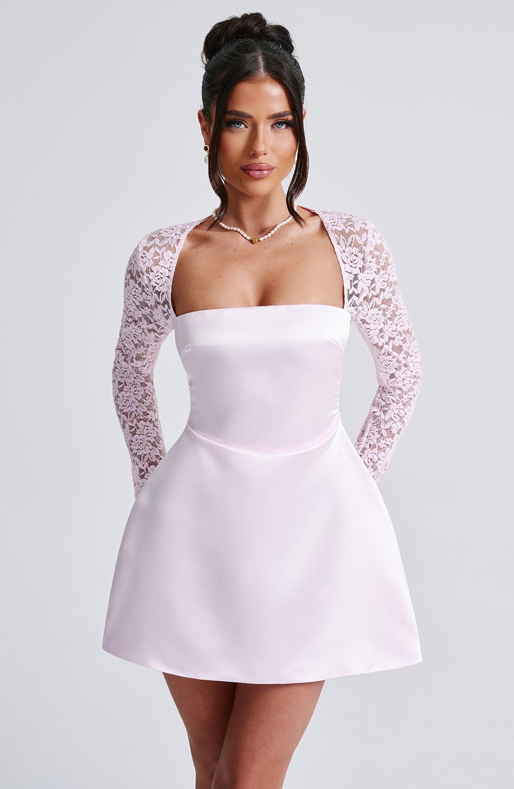 M.T Women's Dress Sadie Bubblehem Blush Satin Party