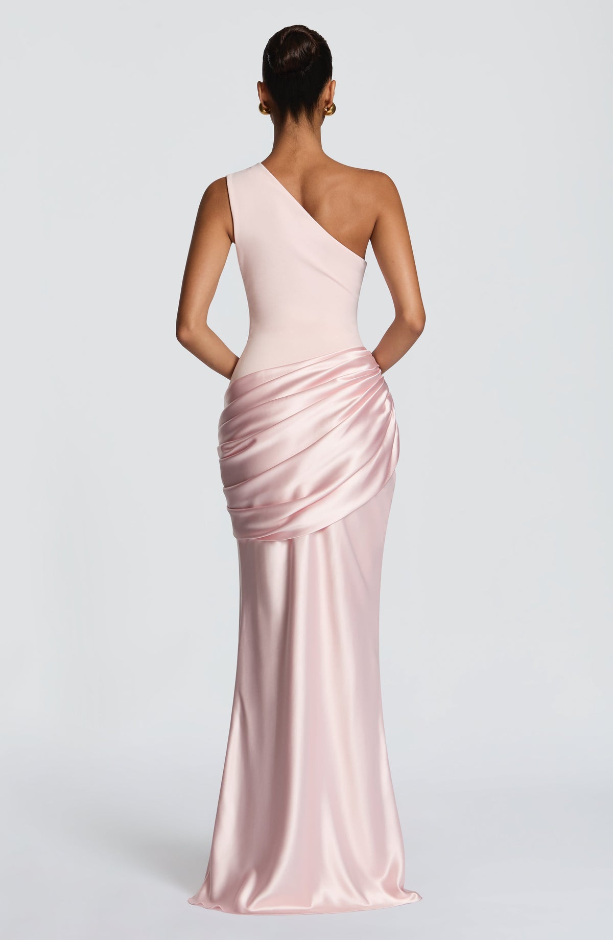 Sadona Women's Dress One-Shoulder Blush Crepe Satin Evening
