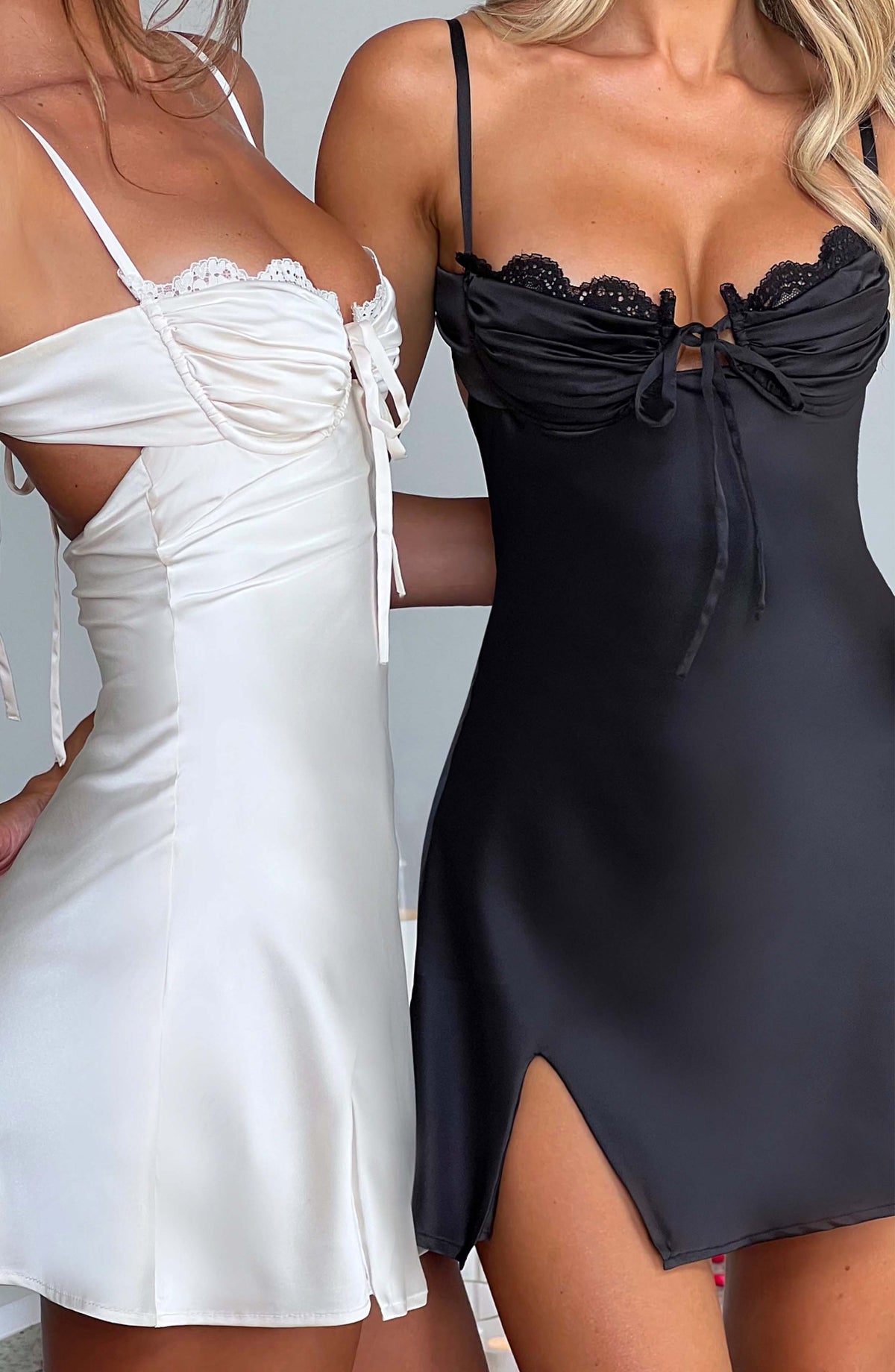 L.F Women's Dress Strapless Ivory Stretch Satin Party Sherise Mini