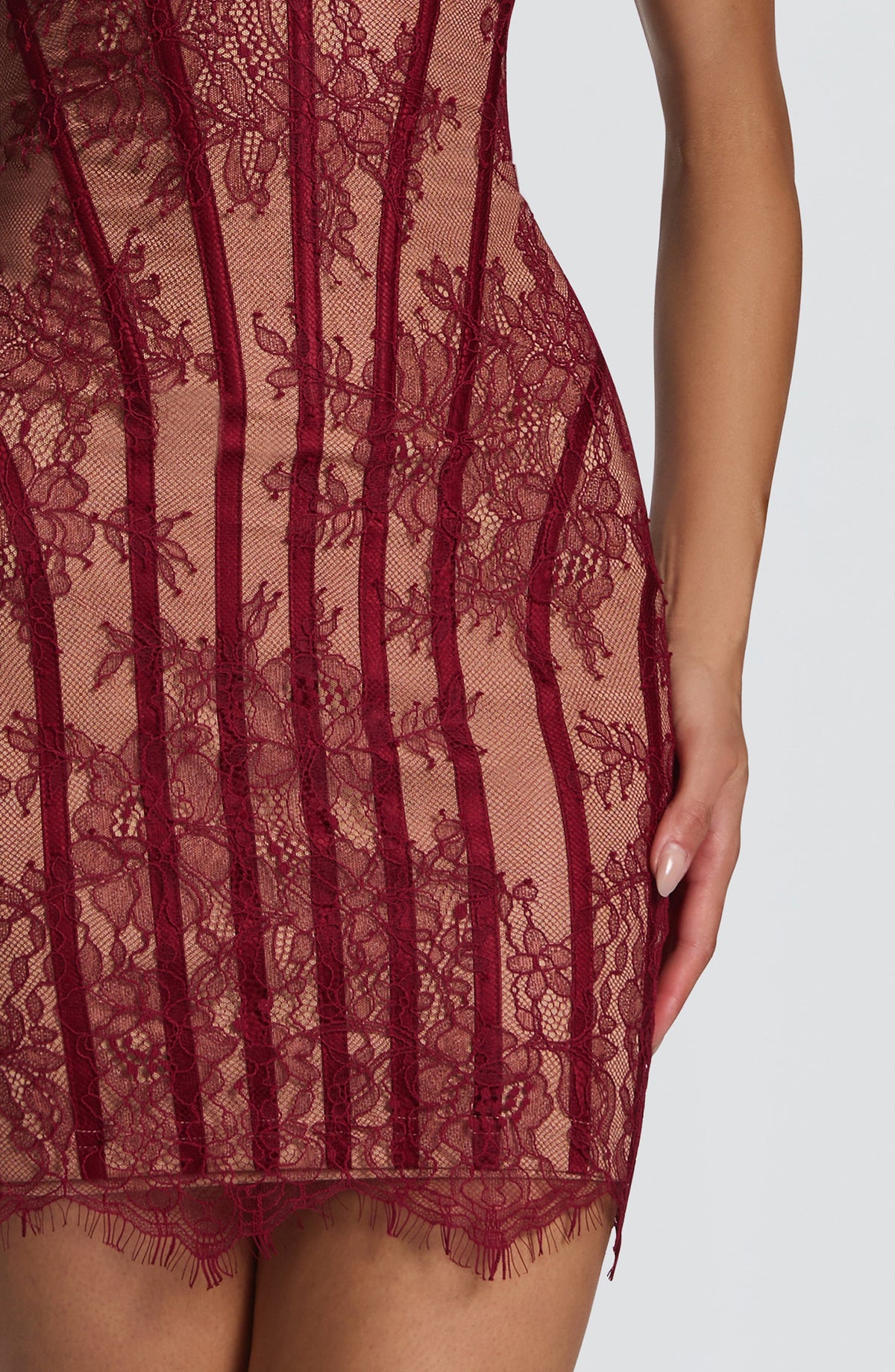T.X Women's Dress Strapless Bodycon Burgundy Lace Party