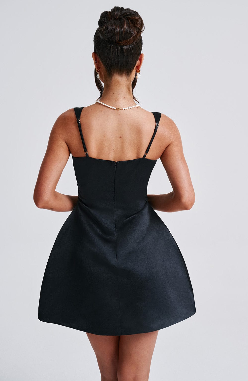 M.T Women's Dress Sofie Bubblehem Black Satin Party Mini Dress