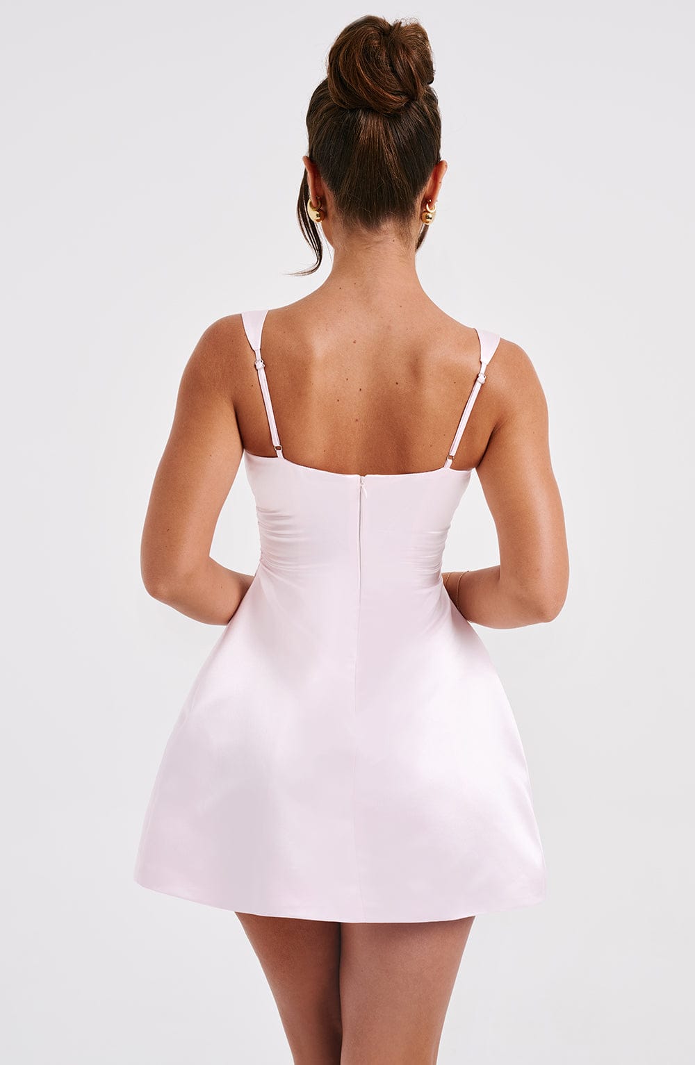 Sofie Women's Dress Strapless Bubble Hem Blush Satin Party