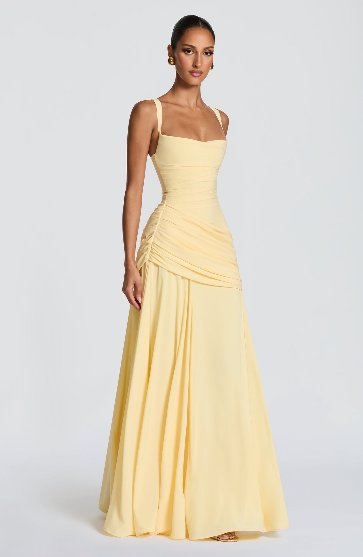 M.T Women's Dress Maxi Sura Lemon Satin Formal