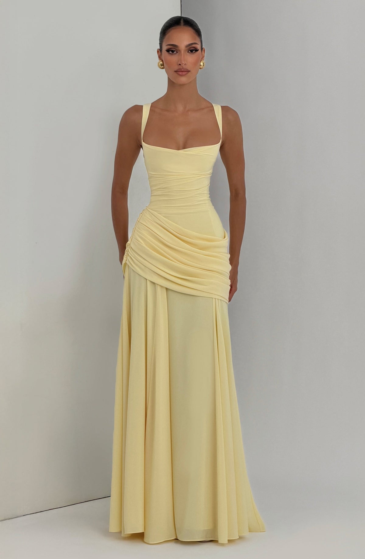 M.T Women's Dress Maxi Sura Lemon Satin Formal