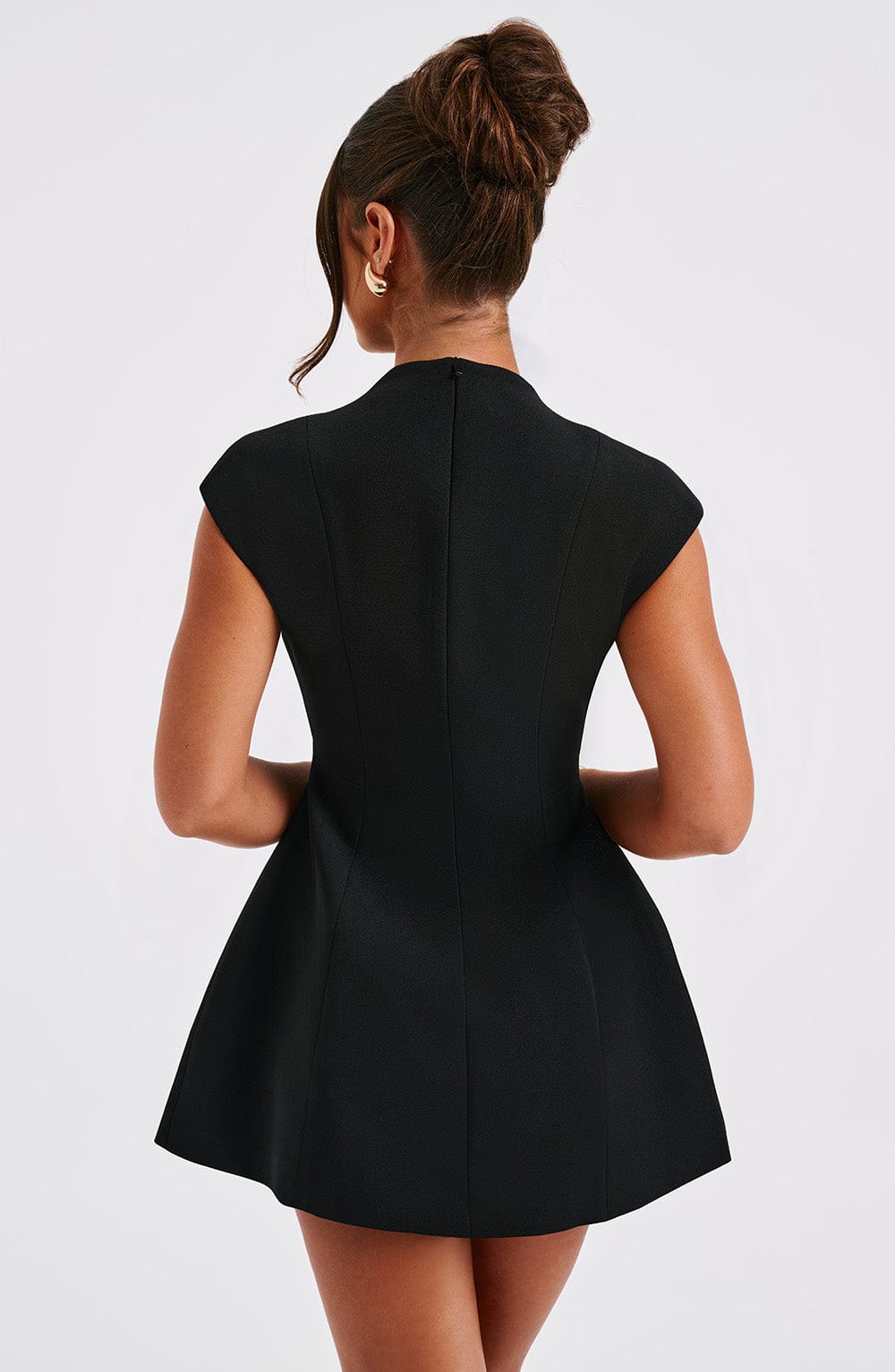 R.F Women's Dress Suri Bubble Hem Black Crepe Party
