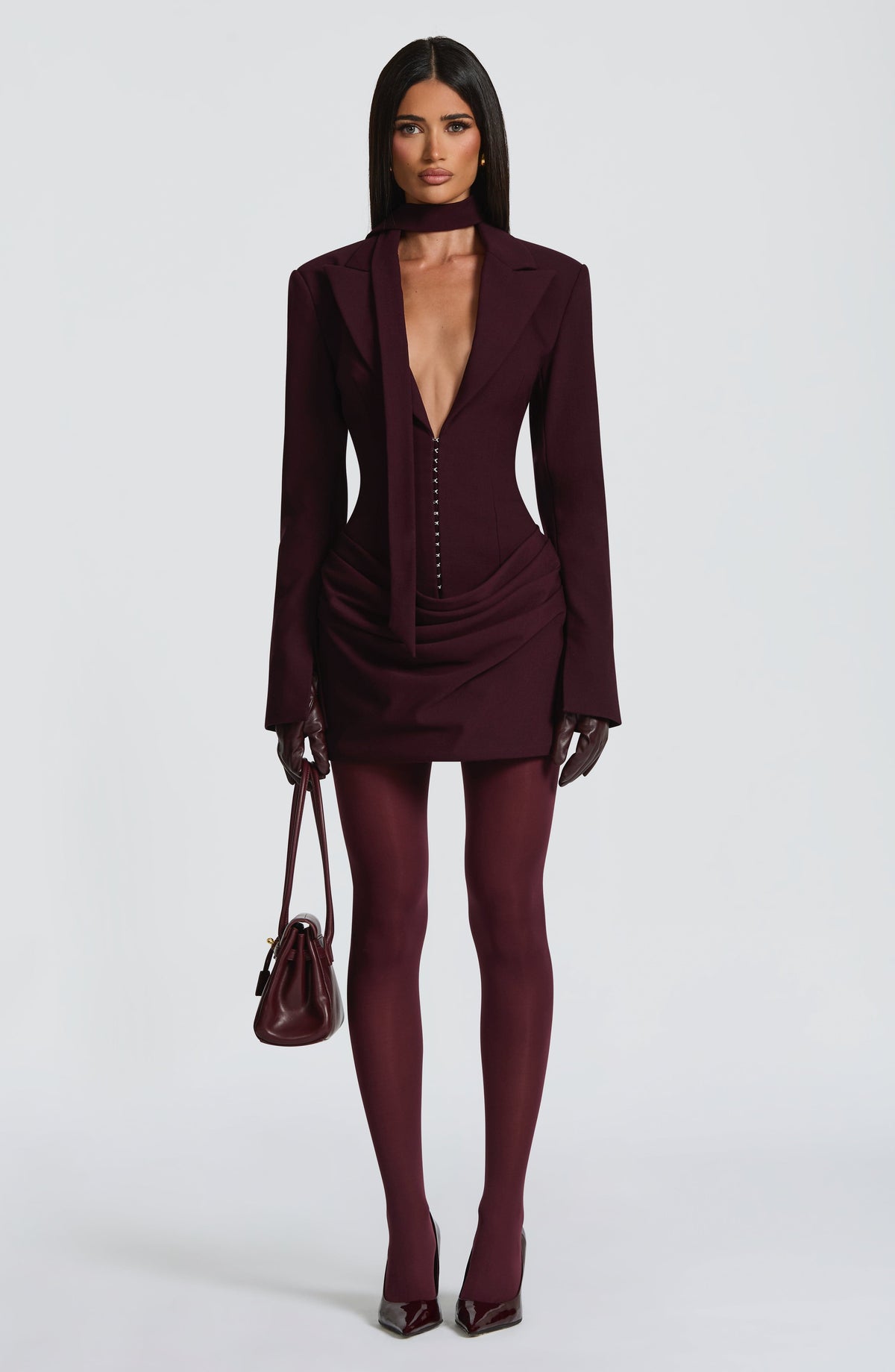 S.M Women's Dress Tailored Long Sleeve Plum Suiting Party