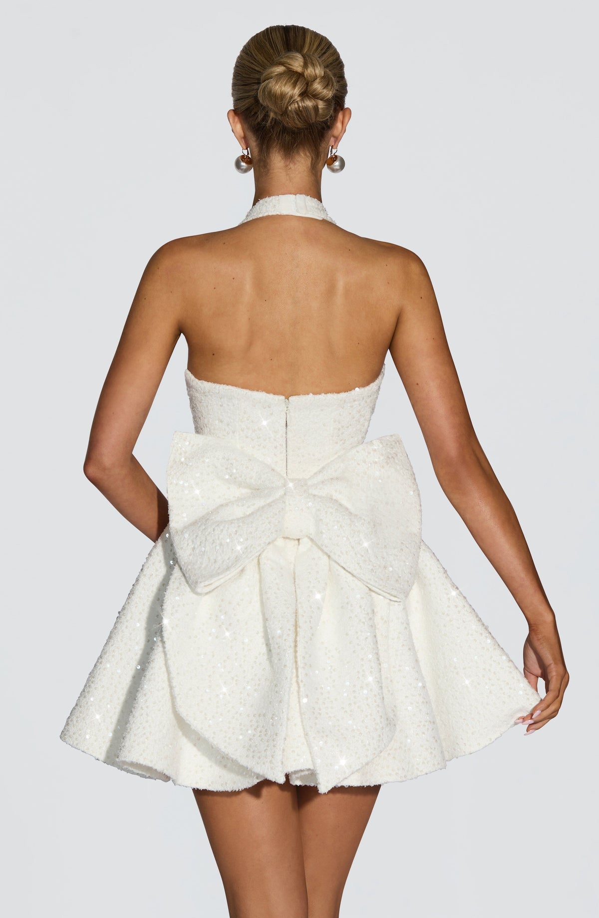 M.T Women's Dress Talara Mini Ivory Sequin Party