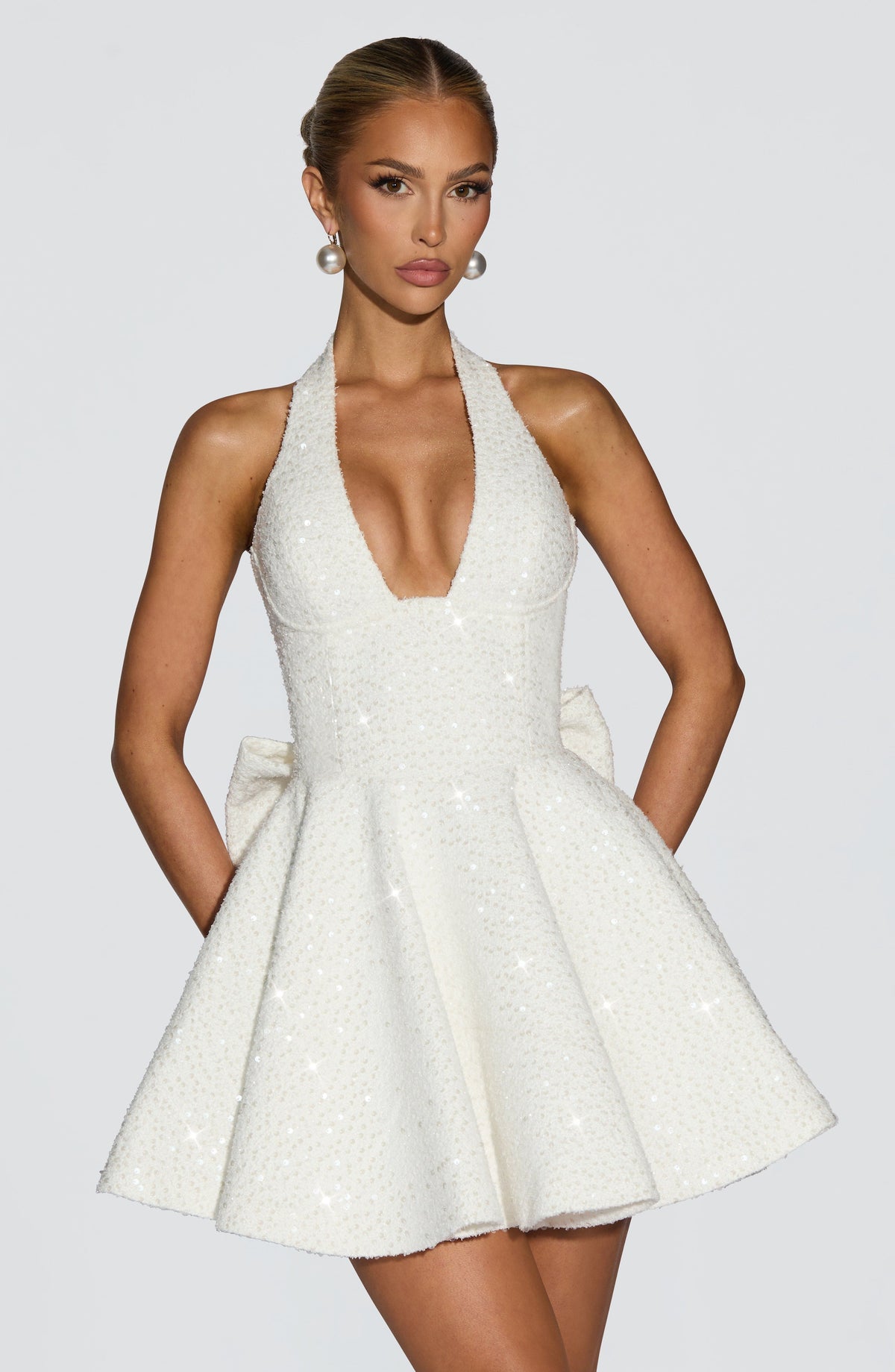 M.T Women's Dress Talara Mini Ivory Sequin Party