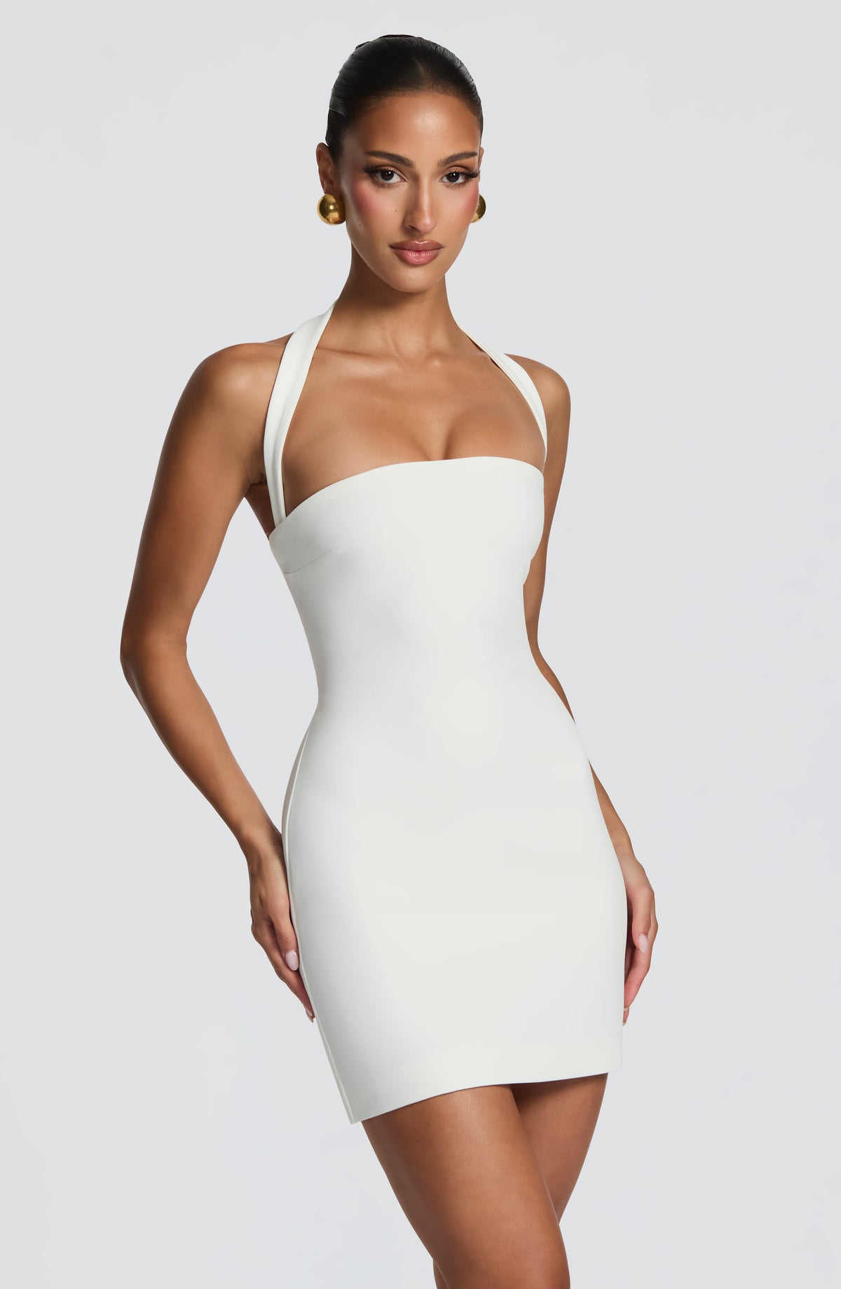 M.T Women's Dress Strapless Mini Ivory Crepe Bridal Party
