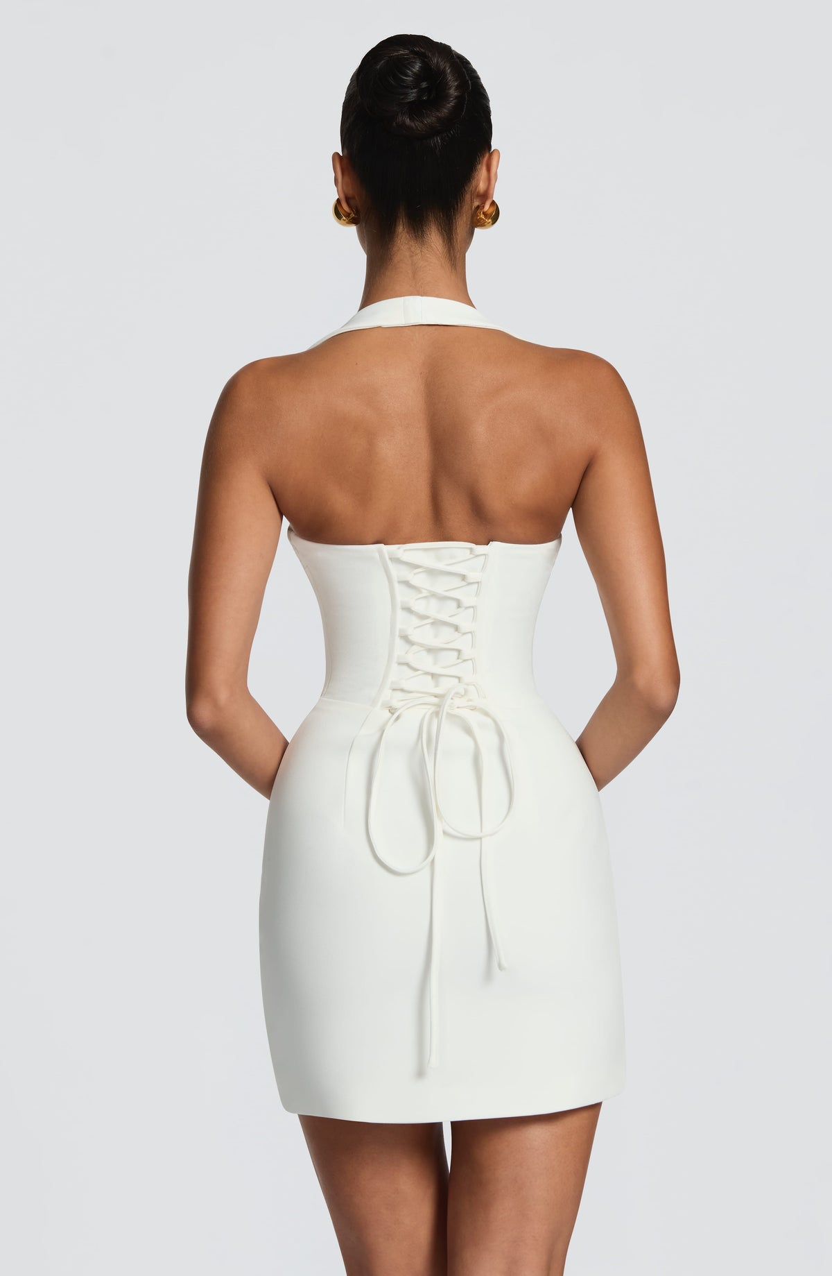 M.T Women's Dress Strapless Mini Ivory Crepe Bridal Party